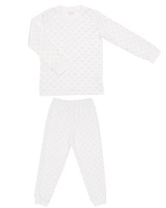 Children’s two-piece pajama set in white mini sleeping cutie print